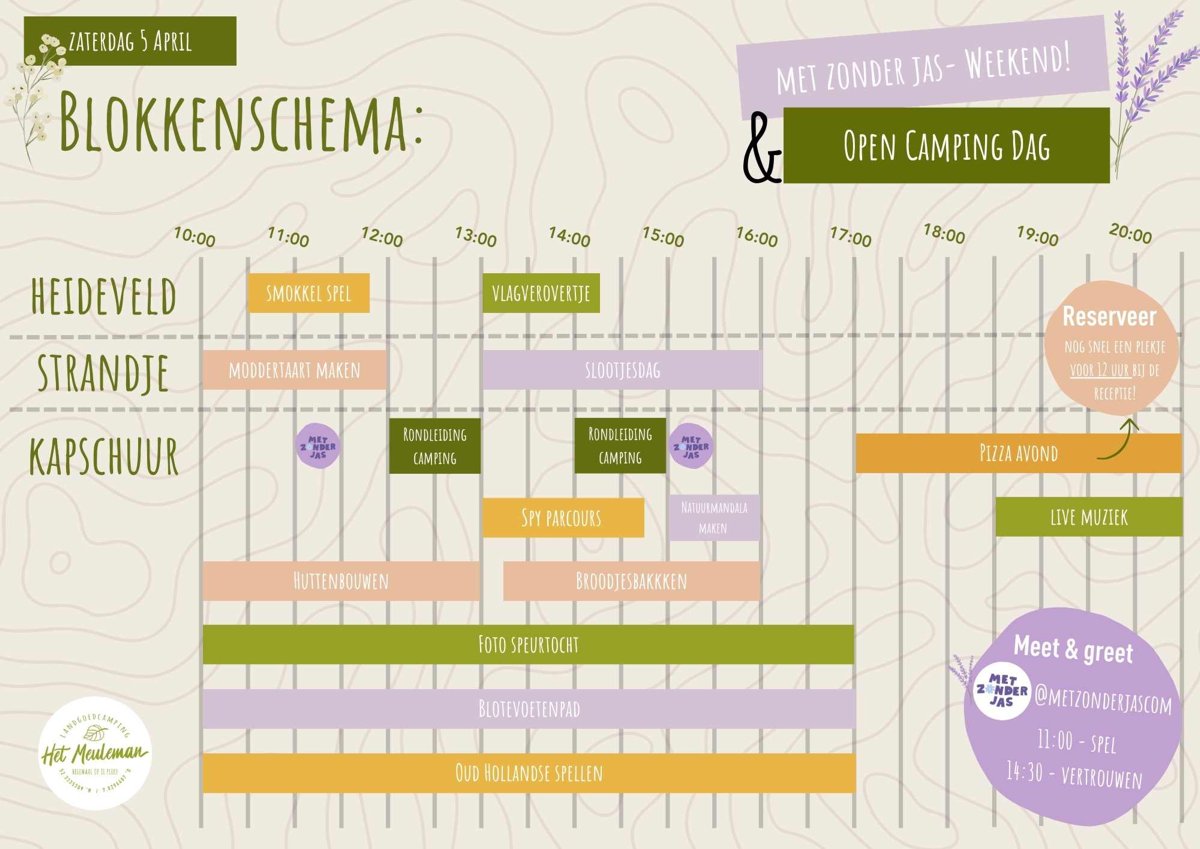 Activiteiten MetZonderJas Weekend op 4-6 april 2025