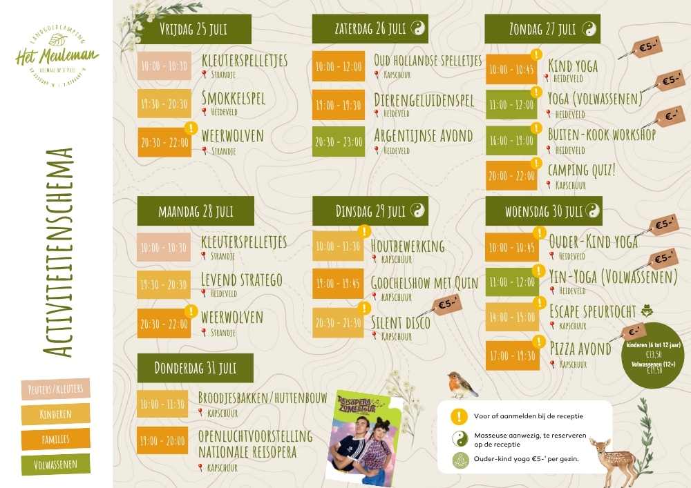 Activiteiten 25-31 juli